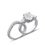 Ensemble de bague de mariage en argent sterling blanc avec diamant taille ovale