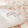 Ensemble de bague de mariage en argent sterling blanc avec diamant taille ovale