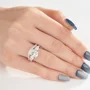 Ensemble de bague de mariage en argent sterling blanc avec diamant taille ovale