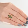 Ensemble de bague de mariage en argent sterling en or jaune avec orné d'agate mousse verte taille ovale