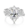 Ensembles de bagues de fiançailles Art Déco en argent sterling blanc et diamants taille marquise