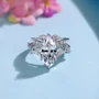 Ensembles de bagues de fiançailles Art Déco en argent sterling blanc et diamants taille marquise