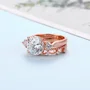 Ensembles de bagues de fiançailles à trois pierres en argent sterling blanc et or rose avec diamant taille ronde