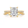 Ensembles de bagues de fiançailles en argent sterling blanc et or jaune avec diamant taille radiant