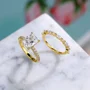 Ensembles de bagues de fiançailles en argent sterling blanc et or jaune avec diamant taille radiant