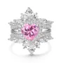Ensemble de 3 bagues de fiançailles en argent sterling 925 rose fantaisie avec halo et taille cœur