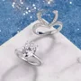 Bague de fiançailles en argent sterling 925 blanc avec diamant taille cœur et halo