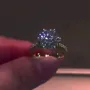 Bague de fiançailles en argent sterling avec diamant rond en or jaune blanc