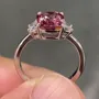 Bague de fiançailles 3 pierres rouge grenat taille radieuse en argent 925