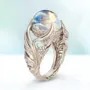 Bague de fiançailles angel wings moonstone halo en argent 925