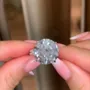Bague de fiançailles en argent 925 diamant blanc taille ronde