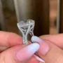 Bague de fiançailles en argent 925 diamant blanc taille ronde