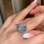 Bague de fiançailles en argent 925 diamant blanc taille ronde