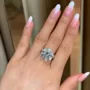 Bague de fiançailles en argent 925 diamant blanc taille ronde