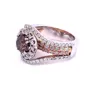 Bague de fiançailles halo en or rose à taille ronde et chocolat en argent 925