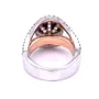 Bague de fiançailles halo en or rose à taille ronde et chocolat en argent 925