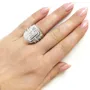 Ensemble de mariage en argent sterling avec halo en diamant blanc taille princesse