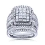Ensemble de mariage en argent sterling avec halo en diamant blanc taille princesse