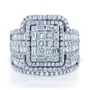 Ensemble de mariage en argent sterling avec halo en diamant blanc taille princesse