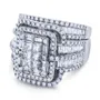 Ensemble de mariage en argent sterling avec halo en diamant blanc taille princesse