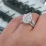 Parure de mariage 3 pièces halo en argent 925 pour diamant blanc taille poire