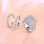 Bague de mariage en argent 925 avec halo en diamant blanc taille princesse