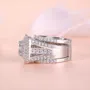 Bague de mariage en argent 925 avec halo en diamant blanc taille princesse