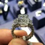Parure de mariage 3 pierres en argent 925 pour diamant blanc taille émeraude