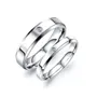 Bagues de couple en argent titane et diamant de couleur blanche