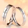 Tu me manques anneaux de couple en argent sterling avec diamant rond