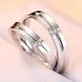 Tu me manques anneaux de couple en argent sterling avec diamant rond