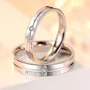 Tu me manques anneaux de couple en argent sterling avec diamant rond
