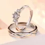 Anneaux de couple infinity en argent sterling avec diamant rond et blanc