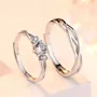 Anneaux de couple infinity en argent sterling avec diamant rond et blanc