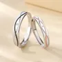 Anneaux de couple en argent sterling avec diamant rond