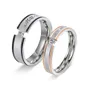 Bagues de couple en titane blanc avec diamant princesse my love heart