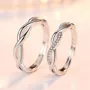 Anneaux de couple infinity en argent sterling, diamant rond et blanc