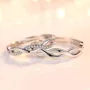 Anneaux de couple infinity en argent sterling, diamant rond et blanc