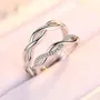 Anneaux de couple infinity en argent sterling, diamant rond et blanc
