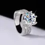 Bague de fiançailles art déco en argent sterling 925 et diamant de moissanite de taille ronde