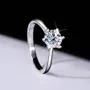 Bague de fiançailles solitaire en argent sterling 925 et diamant de moissanite de taille ronde
