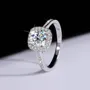 Bague de fiançailles en argent sterling 925 et diamant de moissanite de taille ronde