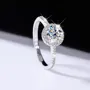 Bague de fiançailles en argent sterling 925 et diamant de moissanite de taille ronde