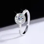 Bague de fiançailles en argent sterling 925 et diamant de moissanite de taille ronde