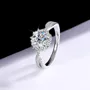 Bague de fiançailles halo en argent sterling 925 et diamant moissanite de taille ronde