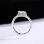 Bague de fiançailles halo en argent sterling 925 et diamant moissanite de taille ronde