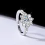 Bague de fiançailles en argent sterling 925 avec halo et diamant de moissanite de taille ronde