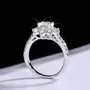 Bague de fiançailles en argent sterling 925 avec halo et diamant de moissanite de taille ronde