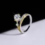 Bague de fiançailles art deco en argent sterling 925 et diamant de moissanite de taille ronde