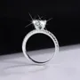 Bague de fiançailles classique en argent sterling 925 et diamant de moissanite de taille ronde